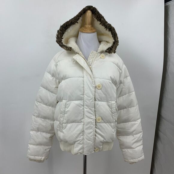 Ralph Lauren Polo Down Puffer Jacket Women S Zip Button Up Fur Trim Hood Winter - Picture 2 of 15